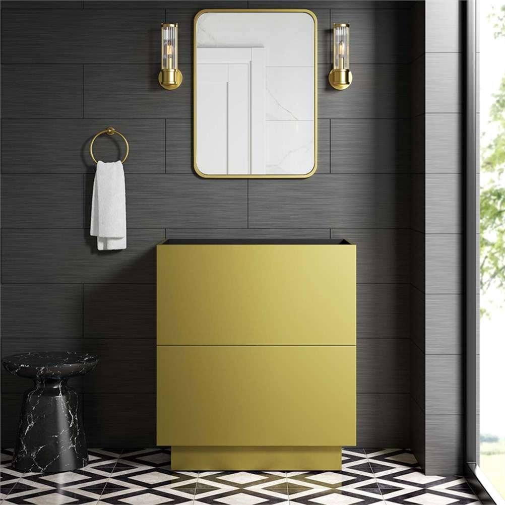 Modway Quantum 30" Modern Wood Bathroom Vanity Cabinet in Gold
