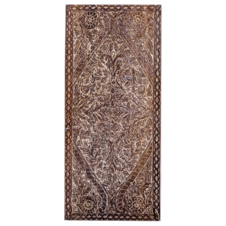 Consigned Lotus Garden Sliding Barn Doors Carved Wood Decorative Door 80