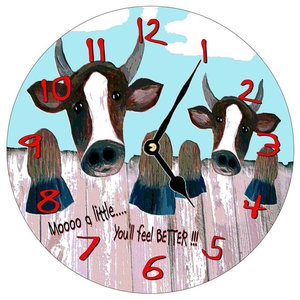 Allen Designs Cow Cream Funny Pendulum Wall Clock Multi Pendulum Wall Clock Cow Kitchen Cow Kitchen Decor