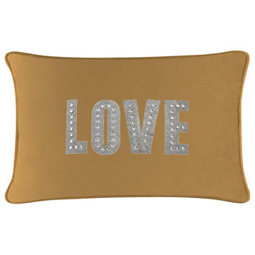 Sparkles Home Love Montaigne Pillow, Gold Velvet, 14x20"