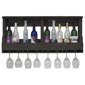 Farmhouse 10-Bottle Wine Shelf, Black
