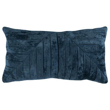Laurant 14"x 26" Velvet Throw Pillow, Ivory by Kosas Home, Blue