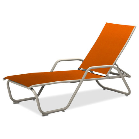 Gardenella Sling 4-Position Chaise, Textured Warm Gray, Tangerine