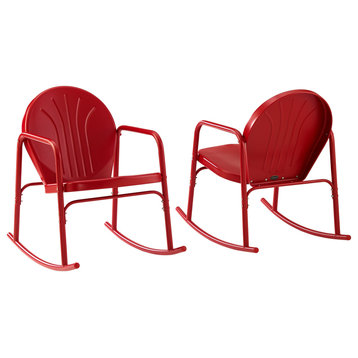 Griffith 2-Piece Outdoor Rocking Chair Set, Bright Red Gloss