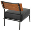 Lumisource Fiji Accent Chair, Black PU Leather With Walnut Wood Accent