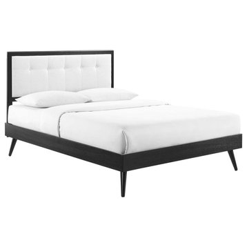 Willow Twin Wood Platform Bed With Splayed Legs, Black White