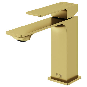 VIGO Dunn Single-Handle Single Hole Bathroom Faucet, Matte Brushed Gold