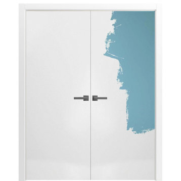 Solid French Double Doors 36 x 96 | Planum 0010 Primed