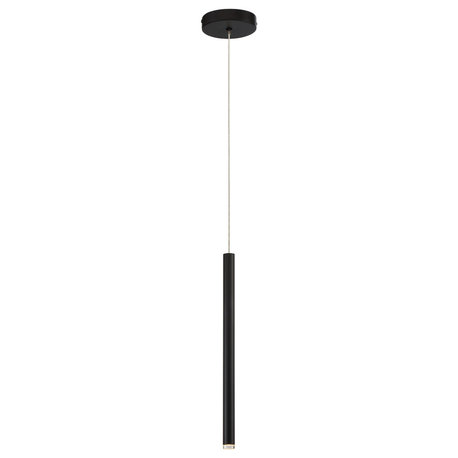 1 Light Contemporary Mini-Pendant, Black, Black Metal Tubes