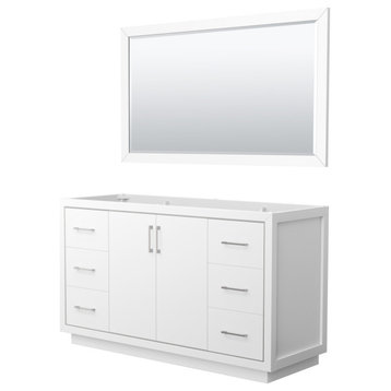 Wyndham Collection WCF1111-60S-CX-M58 Icon 60" Single - White / Brushed Nickel