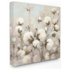 Beautiful Cotton Flower Neutral Brown Painting Canvas Wall Art (17 in. W x 17 in