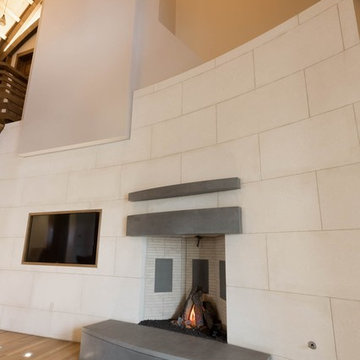 Vicenza Limestone & Soapstone Fireplace Wall