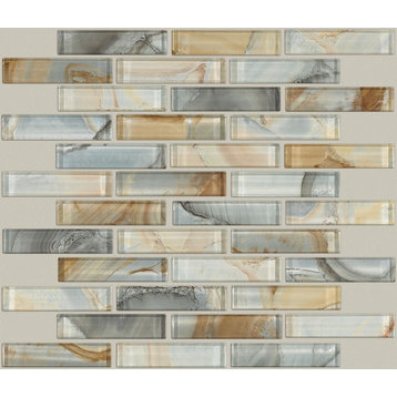 Shaw CS49P Mercury Glass - 12" x 12" Rectangle Linear Mosaic Wall - Gilt