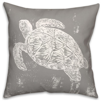Stamp Turtle Gray 18x18 Pillow