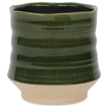 Green Curved Ceramic Pot - Large