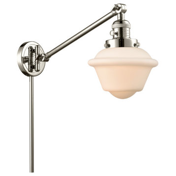 Oxford 1-Light LED Swing Arm Light, Polished Nickel, Glass: White Cased