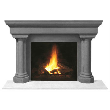 Fireplace Stone Mantel 1147.555 With Filler Panels, Gray, No Hearth Pad