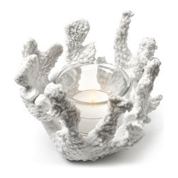 White Coral Resin Tealight Holder - Bathroom Accessories