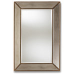Wholesale Interiors - Neva Antique Gold Rectangular Accent Wall Mirror - Baxton Studio Neva Modern and Contemporary Antique Gold Finished Rectangular Accent Wall MirrorAdd a touch of timeless elegance to your space with the Neva wall mirror. Constructed from sturdy MDF wood, the Neva features high-quality glass mirror panes inlaid among the framing to offer exceptional clarity in every reflection. The antique gold-finished frame is embellished with beads for a hint of glamour. This versatile piece can be hung either horizontally or vertically for a customizable display that suits your needs. The Neva wall mirror is made in China and will arrive fully assembled.