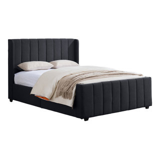 GDF Studio Riley Traditional Fully Upholstered Queen Bed Frame