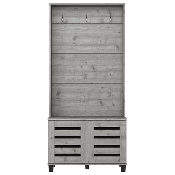Brantford Hall Tree With Bench and Shoe Storage, Gray