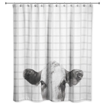 Peeping Cow Face 71x74 Shower Curtain