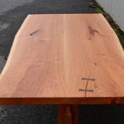 Live Edge Cherry Dining Table with Trestle Base - Dining Tables