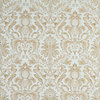 Light Blue Ivory Green Gold Pineapple Damask Upholstery Fabric By The Yard