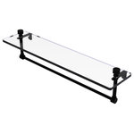Allied Brass - Foxtrot 22" Glass Vanity Shelf with Towel Bar, Matte Black - Add space and organization to your bathroom with this simple, contemporary style glass shelf. Featuring tempered, beveled-edged glass and solid brass hardware this shelf is crafted for durability, strength and style. One of the many coordinating accessories in the Allied Brass Foxtrot Collection, this subtle glass shelf is the perfect complement to your bathroom decor.