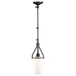 Artcraft Lighting - Brydon 1 Light Sconce/Pendant Black, Cylinder Glassware - This model from the "Brydon Collection" features matte white tapered cylinder glassware. The metal work on this industrial looking fixture is black and has multiple hinges for adjustability. This model can be a wall bracket or straight rod pendant (extra 12" rod included for height if needed). If hanging as a wall sconce you can adjust the height and extension to your desired position.