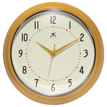 15 Inch Round Retro Wall Clock, Saffron