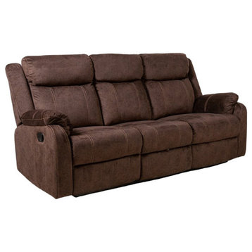 Global Furniture USA Microfiber Recliner Sofa with DDT & Drawer in Brown