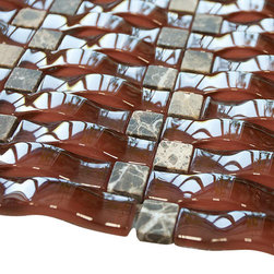 Red Velvet 3D Sea Wave Glass Mosaic Tiles - Home Accessories & Decor