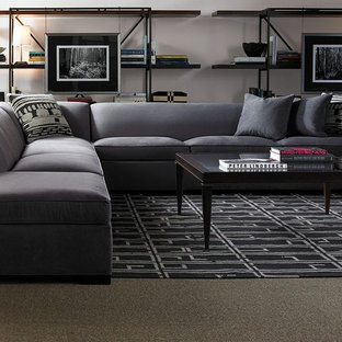 Example of a transitional home theater design in Cedar Rapids