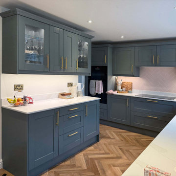Green & Light Pink Shaker Kitchen in Thrapston
