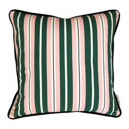 Tick Stripe Cushion in Forest and Plaster - Scatter Cushions