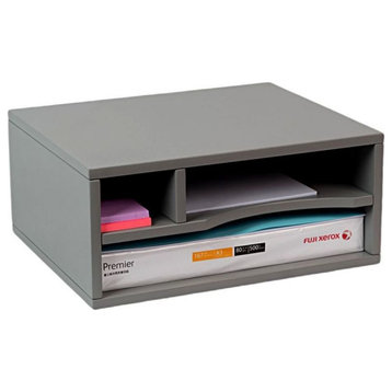 POW Furniture 3-Shelf Storage Desktop Organizer & Printer Stand, Sleek Gray