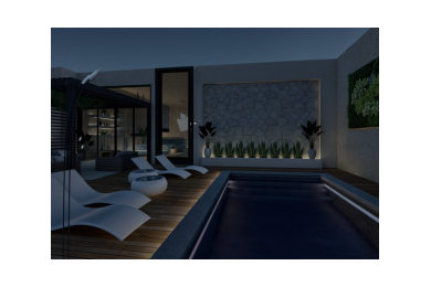 Piscina y terraza exterior de diseño contemporáneo