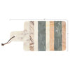 15"L Rectangle Marble Cheese/Cutting Board With Stripes, Handle/Leather Strap