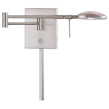 George'S Reading Room 1 Light LED Swing Arm Wall Lamp in Brushed Nickel