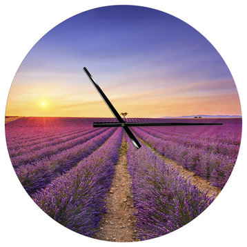 Lavender Field in Provence France Traditional Metal Clock, 23x23