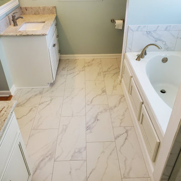 12" x 24" bathroom floor tile installation