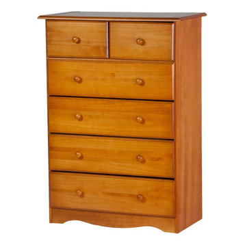 100% Solid Wood 4+2 or 6-Drawer Chest, Honey Pine