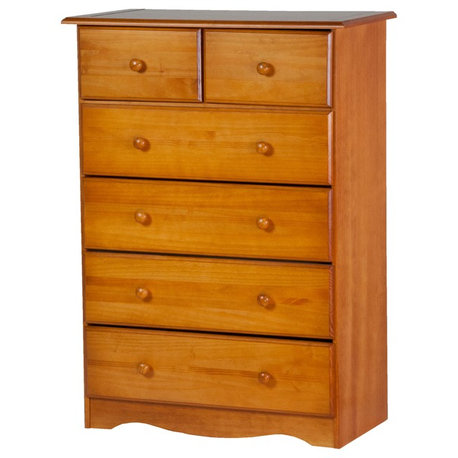 100% Solid Wood 4+2 or 6-Drawer Chest, Honey Pine