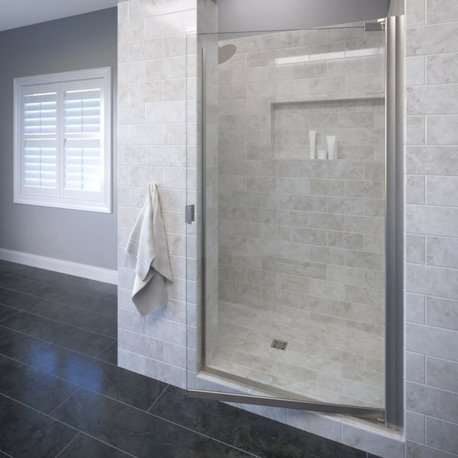 Basco A0063-7XP Armon 66"H x 34-1/4"W Hinged Semi Frameless - Brushed Nickel