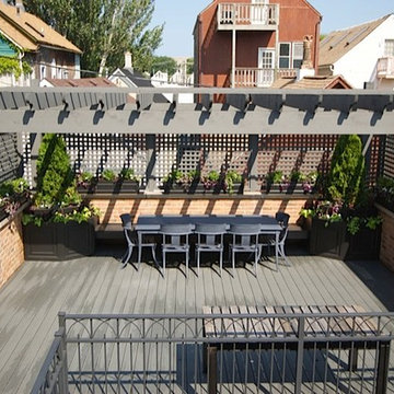Gray rooftop deck