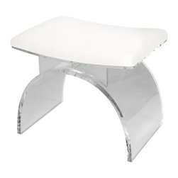 Worlds Away Marlowe Stool, White Linen Cushion - Bar Stools And Counter Stools