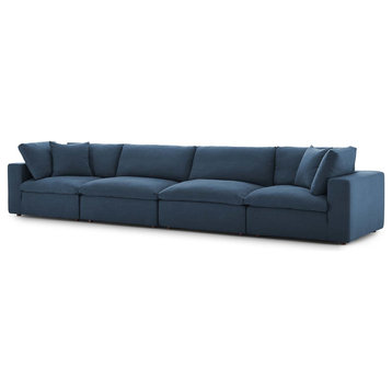 Modern Contemporary Urban Living Sectional Sofa Set, Navy Blue