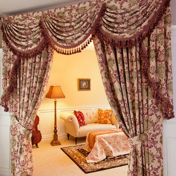 Valance curtains with swags and Jabots