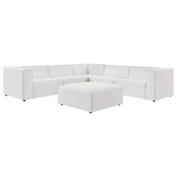 Odette White Vegan Leather 7, Piece Furniture Set